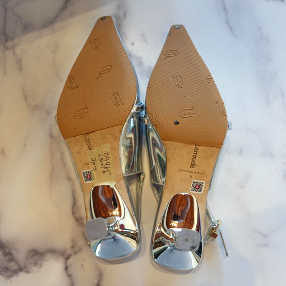 Larroude Ines Pumps Womens Size 8 Mirror Silver Specchio Slingback Heels Dressy - Picture 10 of 16